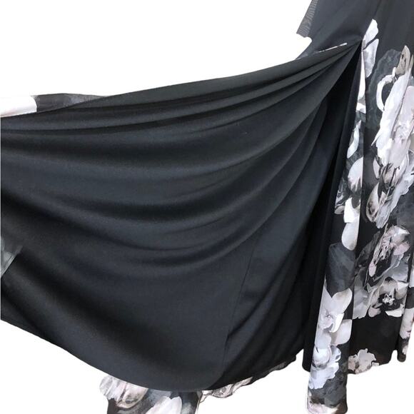 Xscape Halter Blouson Rose Floral Maxi Dress Gown Size 2 - Picture 8 of 9